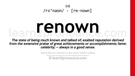 how to pronounce renown|world renown meaning and pronunciation.